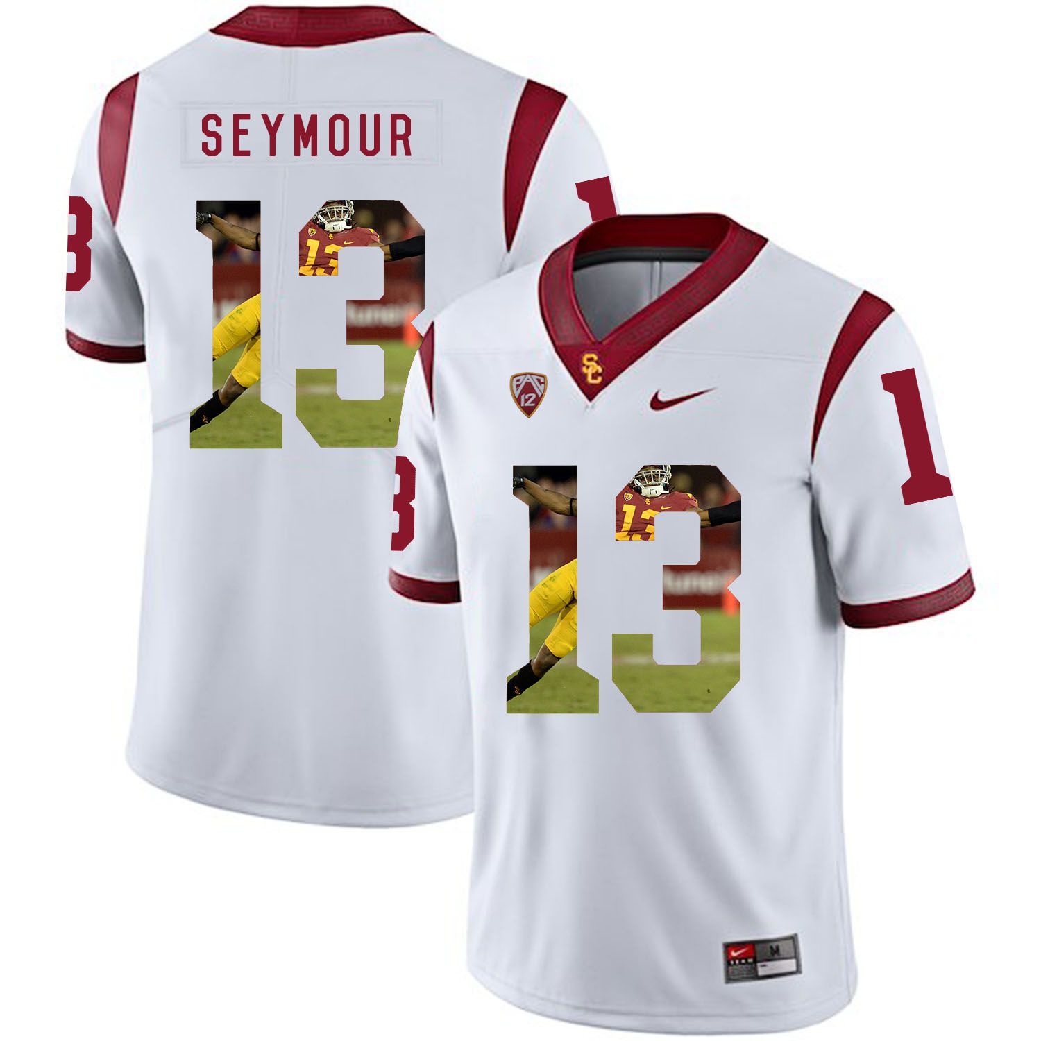 Men USC Trojans #13 Seymour White Fashion Edition Customized NCAA Jerseys->customized ncaa jersey->Custom Jersey